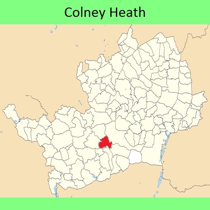 Map showing Colney Heath parish in relation to Hertfordshire