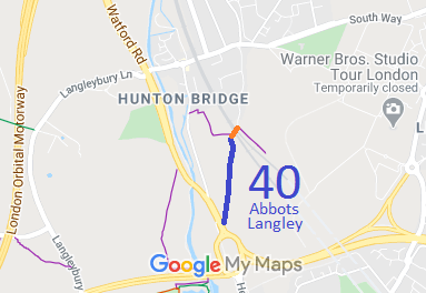 Map showing Abbots Langley 40 bridleway