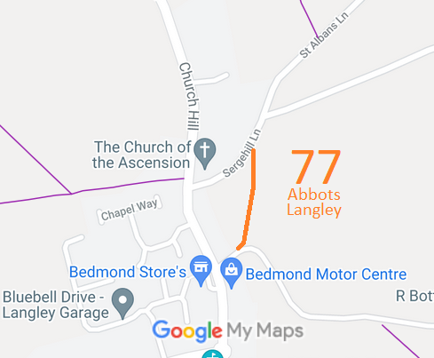 Map showing Abbots Langley paths