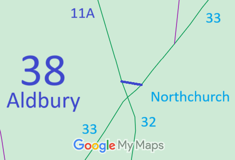 Map showing Aldbury 38 Bridleway