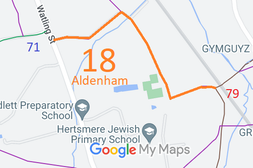 Map showing recorded Aldenham paths