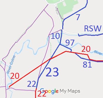 Map showing Aldenham 23 bridleway