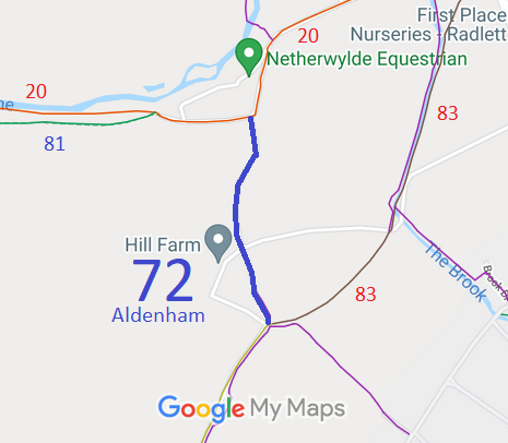 Map showing recorded Aldenham paths