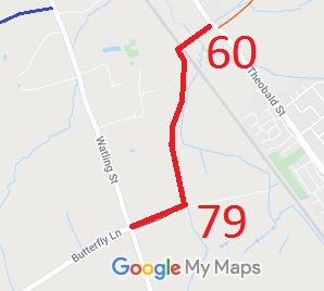 Map showing recorded Aldenham and Elstree paths