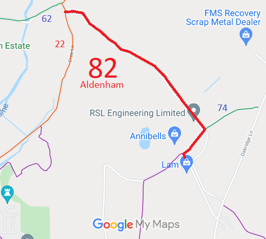 Map showing recorded Aldenham paths