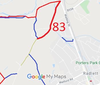 Map showing Aldenham 83 byway