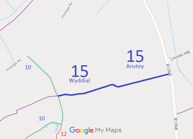 Map showing Anstey 15