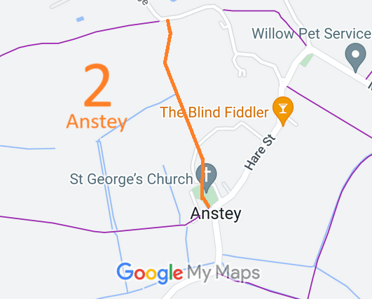Map showing recorded Anstey paths
