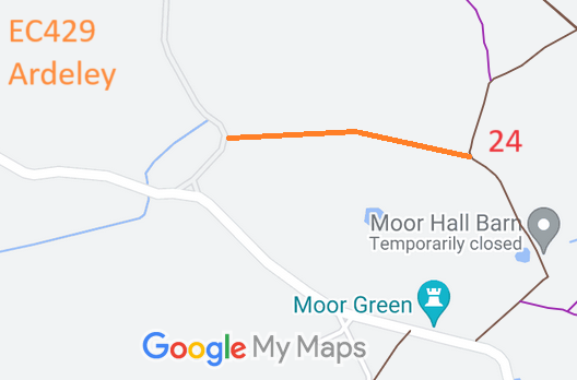 Map showing recorded Ardeley paths
