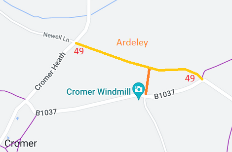 Map showing recorded Ardeley paths