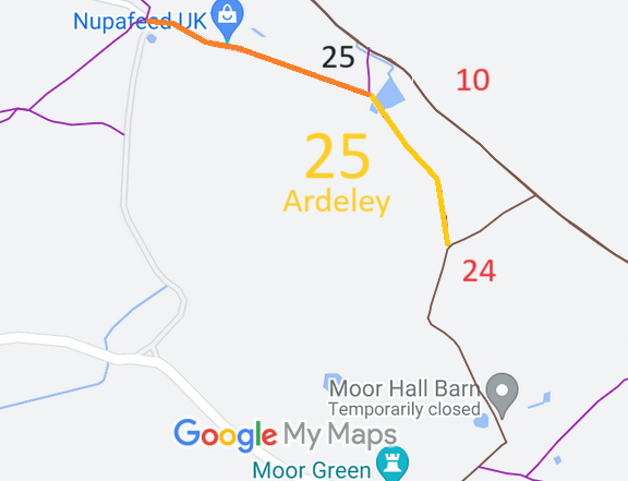 Map showing recorded Ardeley paths