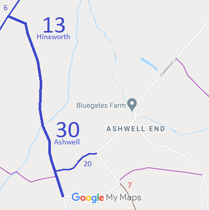 Map showing Ashwell 30