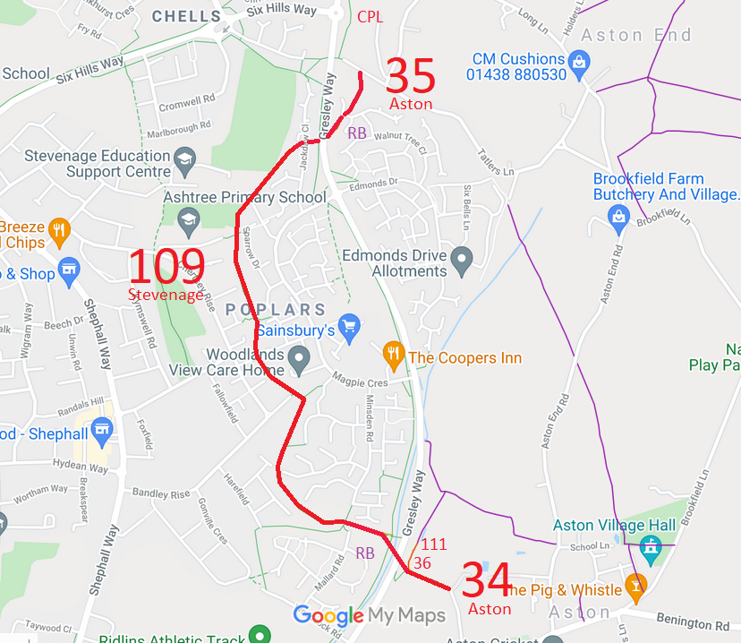 Map showing Aston 34