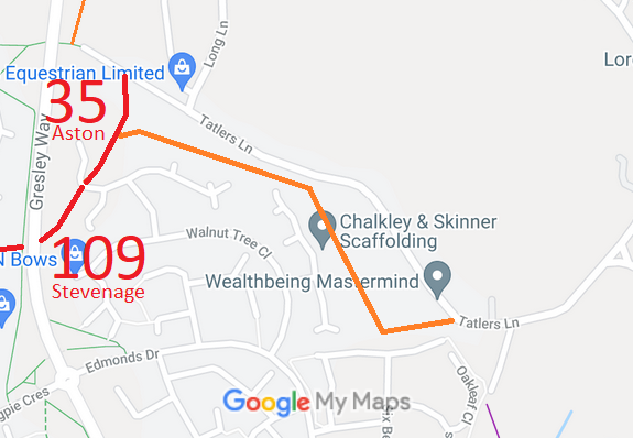 Map showing Aston 35