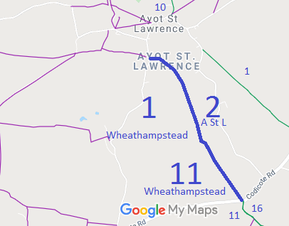 Map showing Ayot St Lawrence 2