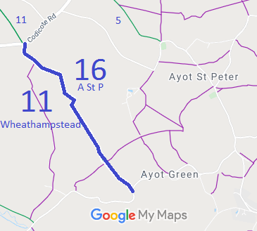 Map showing Ayot St Peter 16 bridleway