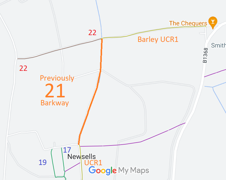 Map showing recorded Barkway paths