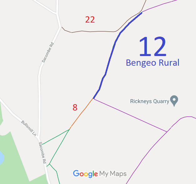 Map showing Bengeo Rural 12