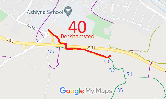 Map showing recorded Berkhamsted paths