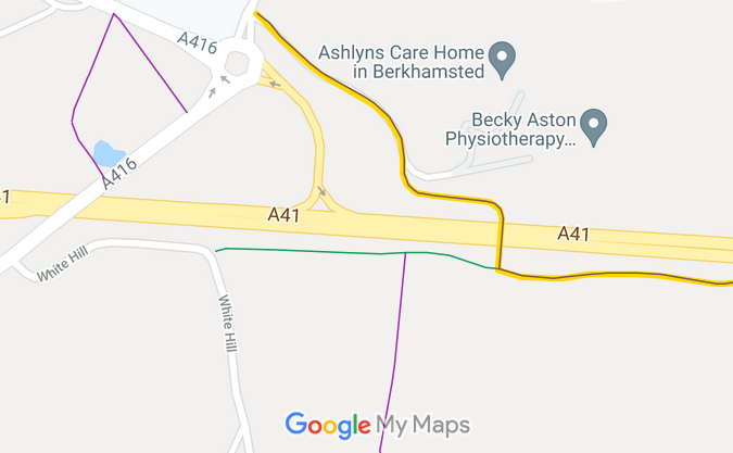 Map showing recorded Berkhamsted paths