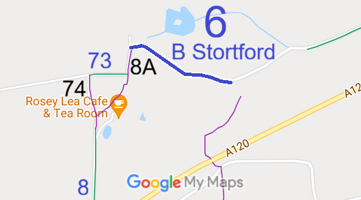 Map showing Bishop's Stortford bridleways
