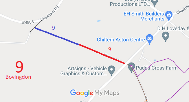 Map showing Bovingdon 9