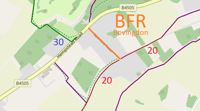 Map showing Bushfield Road, Bovingdon
