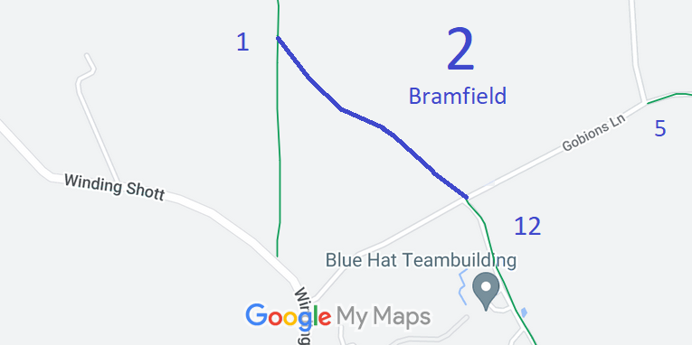 Map showing recorded Bramfield paths