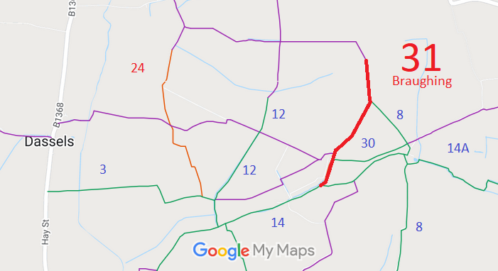Map showing Braughing 31