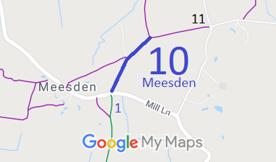Map showing recorded paths in Brent Pelham and Meesden
