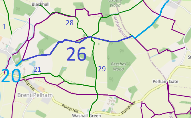 Map showing recorded paths