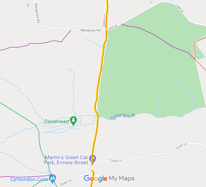 Map showing Brickendon Liberty 24 restricted byway (middle section)