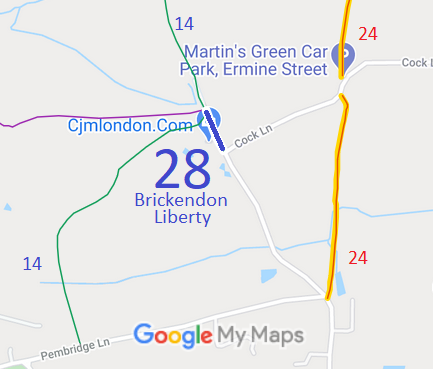 Map showing Brickendon Liberty 28 bridleway