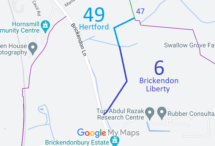 Map showing Brickendon Liberty 6 bridleway