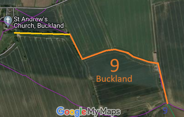 Map showing recorded Buckland paths