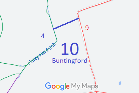 Map showing recorded Buntingford paths