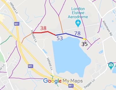 Hilfield reservoir route in Bushey and Aldenham