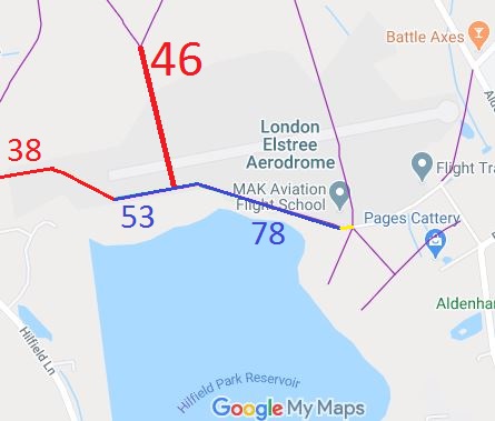 Map showing Bushey 46 restricted byway (now Aldenham)