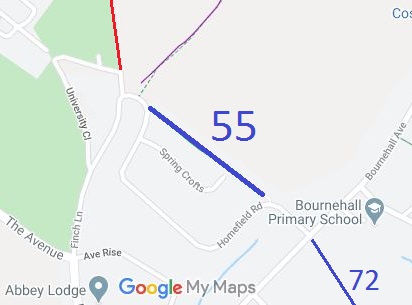 Map showing Bushey 55 bridleway