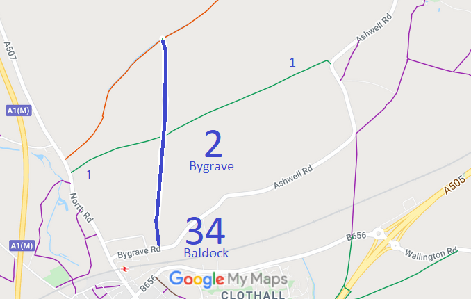 Map showing Baldock 34