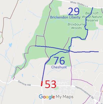 Map showing Cheshunt 76