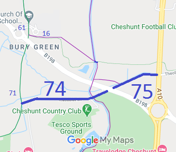 Map showing Cheshunt 74