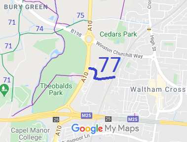 Map showing Cheshunt 77