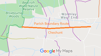 Map showing Parish Boundary Route, Cheshunt