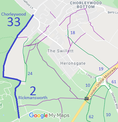 Map showing Chorleywood 33