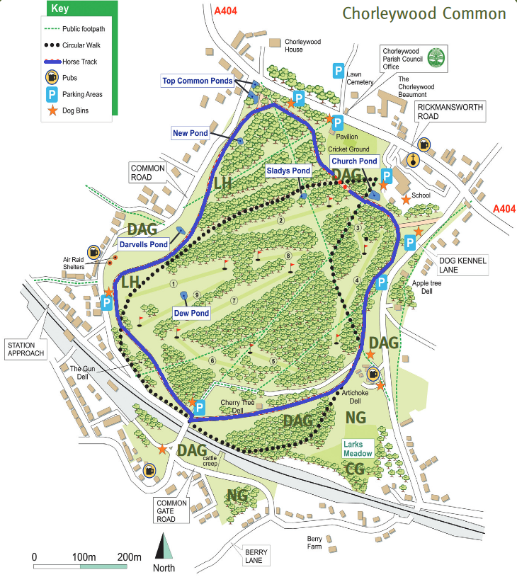 Map showing Chorleywood Common