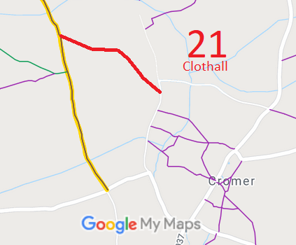Map showing Clothall 21 bridleway