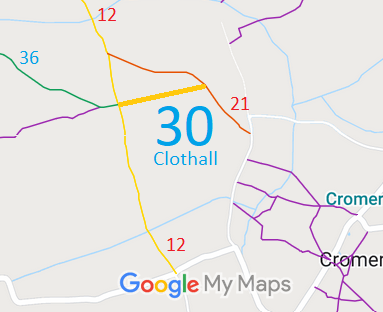 Map showing recorded Clothall paths