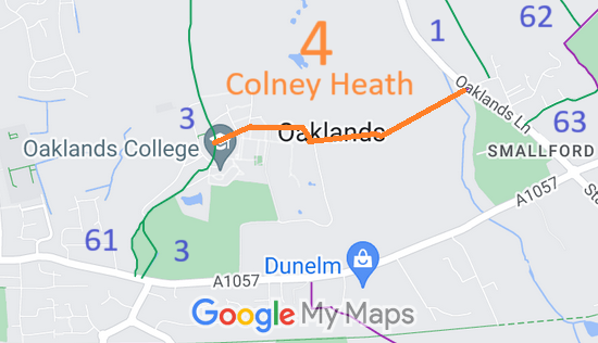 Map showing recorded Colney Heath paths