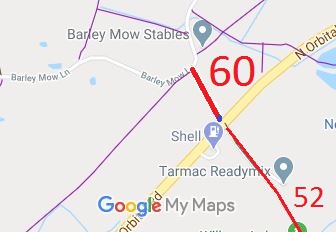 Map showing Colney Heath 60 byway